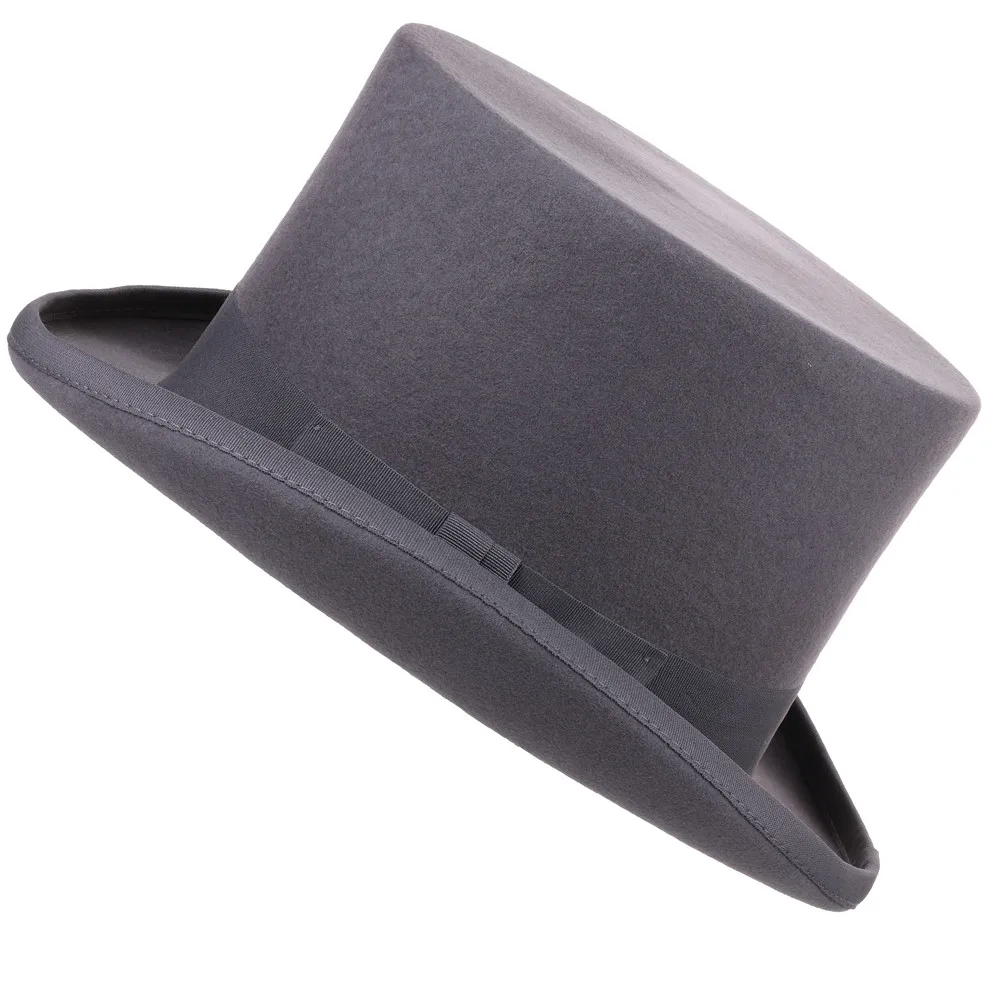 CRUOXIBB 13,5 см, шерсть, фетровая шляпа для мужчин и женщин, Волшебная Шляпа, атласная подкладка, костюм для вечеринки, Черная Шляпа Дерби