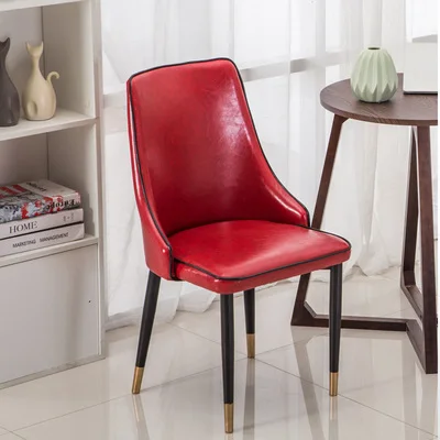 Роскошный нордический металлический мягкий кожаный обеденный стул домашний комод Свадебная вечеринка праздник ужин бар кофе офис встречи диван стул - Цвет: Leather C4