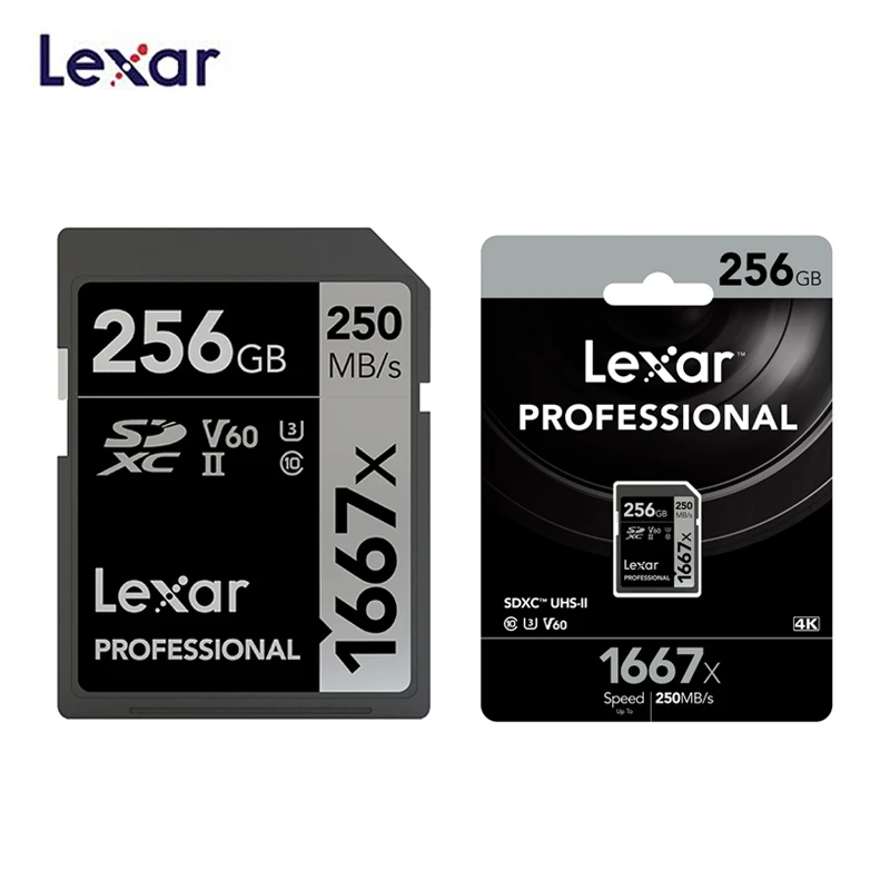 Lexar 1667x sd-карта UHS-II C10 64 Гб 128 ГБ высокая скорость 250 МБ/с./с 256 ГБ V60 U3 карта памяти для 3D 4K HD видеокамеры - Емкость: 256GB