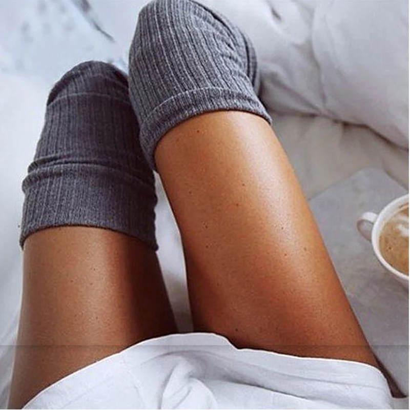 

Sexy Warm Long Cotton Stocking Over Knee Stocking Women Winter Knee High Thigh Knitted Stockings for Ladies Over The Knee Socks