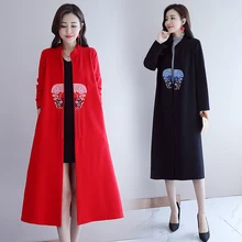 Традиционное Женское пальто на пуговицах ручной работы в китайском стиле, теплая плотная верхняя одежда с воротником мандарин