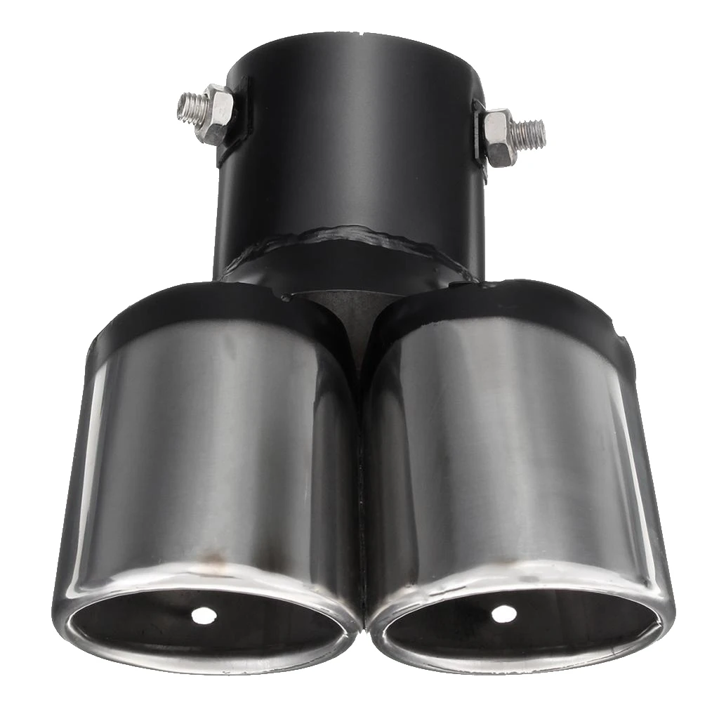 Universal Car Rear Curved Dual Exhaust Muffler Pipe Trim Tips Chrome Tail