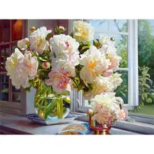 

GATYZTORY Coloring By Number Flower Kits For Adults Handpainted Drawing On Canvas DIY Painting By Number Home Decoration