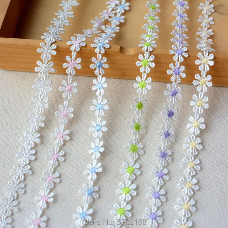 Polyester Small Daisy Lace Ribbon Trims for DIY Baby Clothes 2yards
