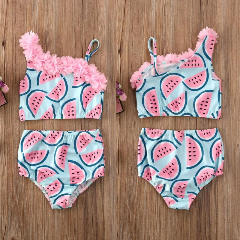 CANIS traje de baño para niños pequeños, bañador con diseño de flores de sandía, traje de Bikinis|Trajes de -