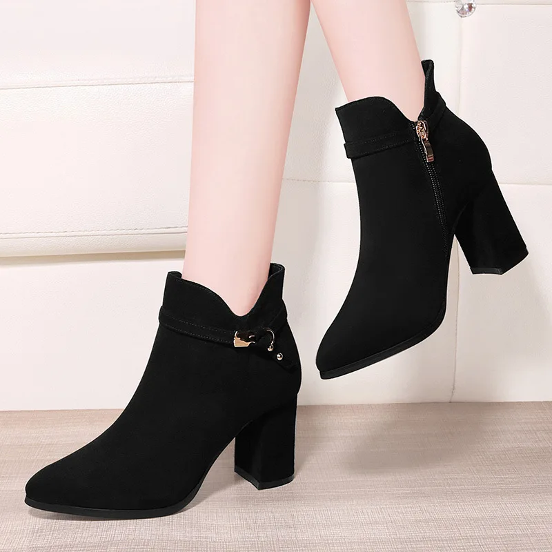 

Ankle Boots Spring And Autumn Single Boots High State Handsome Autumn Martin Boots Women's Small Short Boots Chunky Heel Network