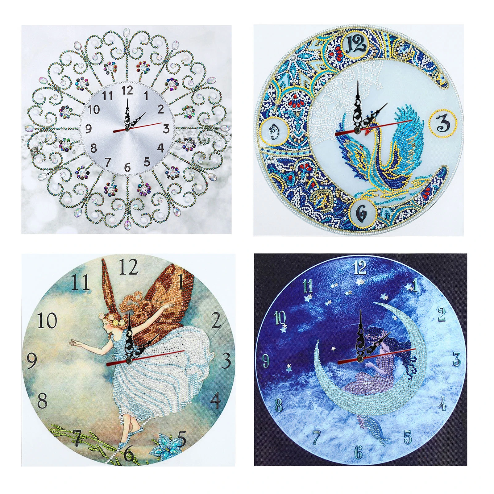 Beautiful 5D Diamond Painting Drill Decorative Multi-function Home Bedroom Painting Decor Special-shaped Studio Wall Watch Decor