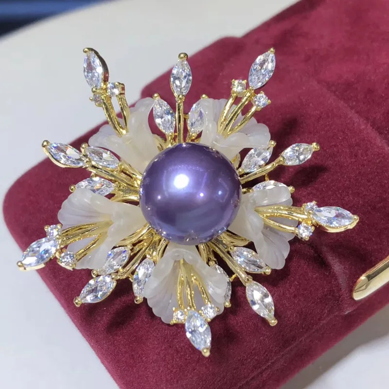 

snowflake temperament imitation pearl brooch female accessories Brooch jacket pin luxury atmosphere fixed clothes