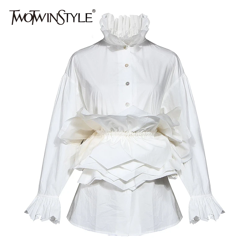 Женская винтажная Туника TWOTWINSTYLE абрикосовая туника с высоким воротником