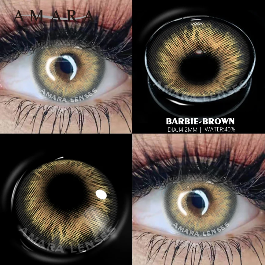 AMARA Natural Colored Contacts Lenses Brown 2pcs Contacts Beautful Pupils Color Contacts Yearly Makeup Cosmetic Contact Lens