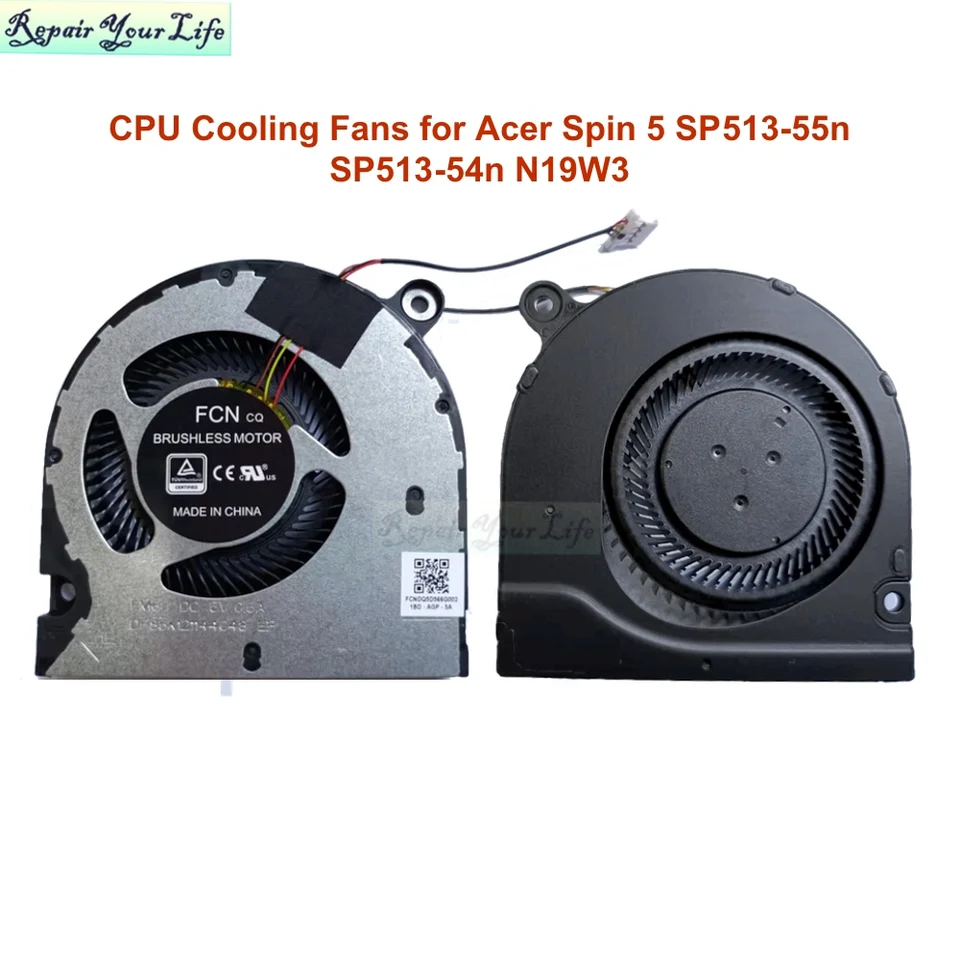 Laptop CPU Cooling Fans for Acer Spin 5 SP513-55n SP513-54n N19W3