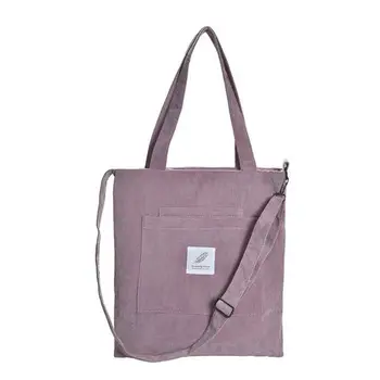 

WoMan Corduroy Shopping Shoulder Bags Zipper Crossbody Tote Handbag Handle Bag