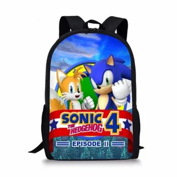 

School Backpack Hot Game Sonic 4 Hedgehog Pattern Students School Bag Cartoon Anime Design Teenagers Book-Bags Mochila