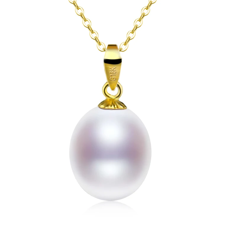 Pendant Necklace Gold Necklace 18K Yellow Gold Necklace Pendant Natural Freshwater Pearl For Women