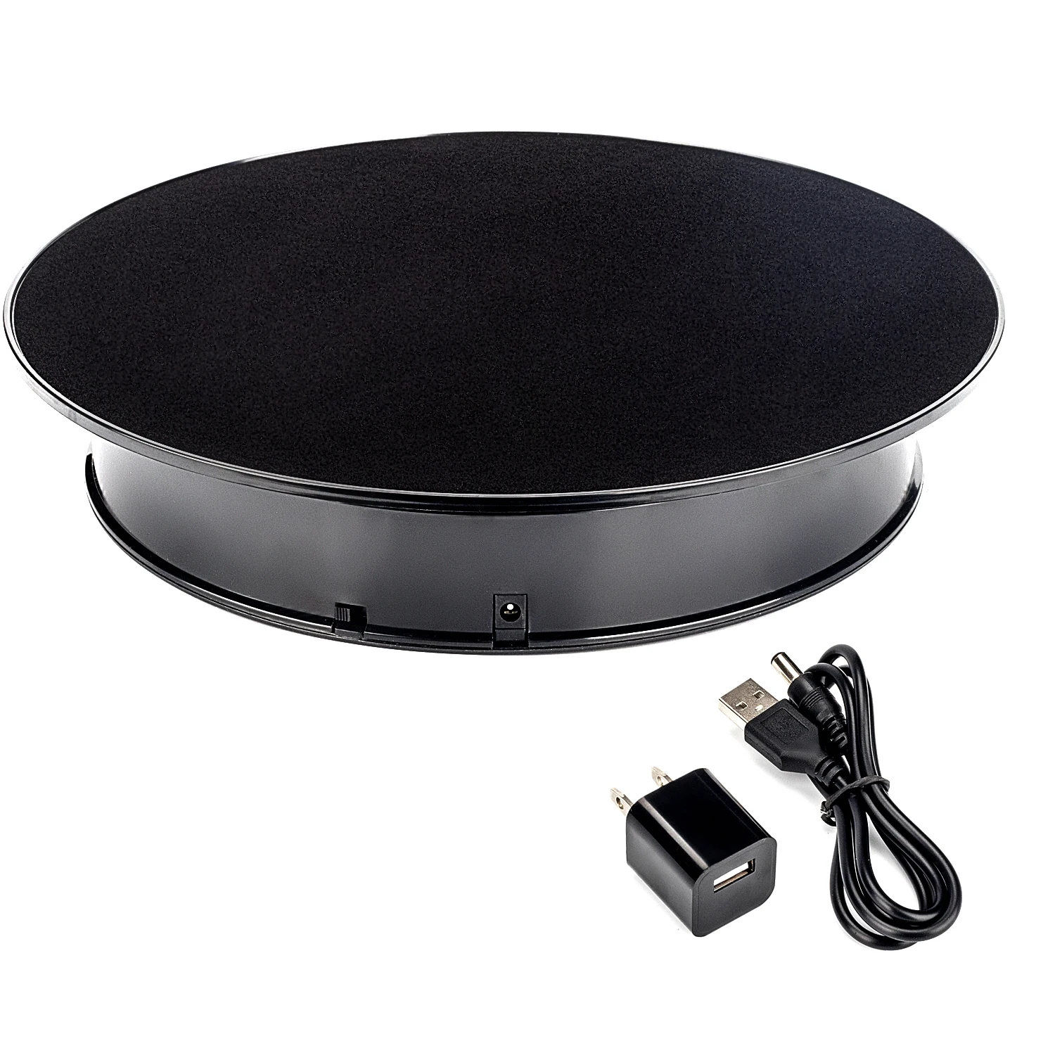 New Top 8" Rotating Display Stand Turntable Black velvet black case 