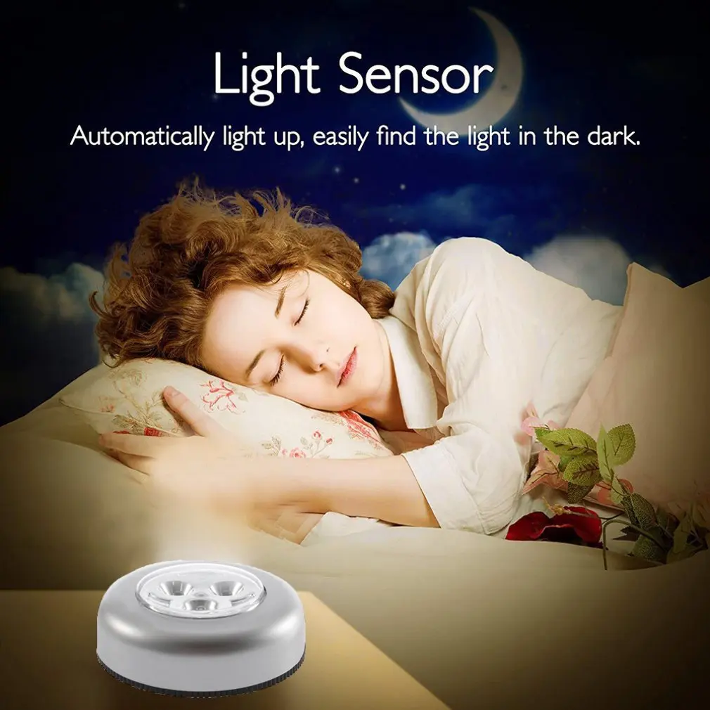 

HOT nnovative LED Touch Control NightLight No Wiring 3 LEDs Cordless Stick Tap Wardrobe Touch Lamp Battery Powered