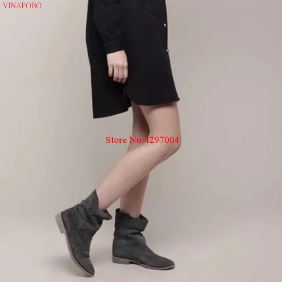 Vinapobo/осенне-зимние женские ботинки, увеличивающие рост замшевые ботинки на высоком каблуке с круглым носком ботильоны без застежки