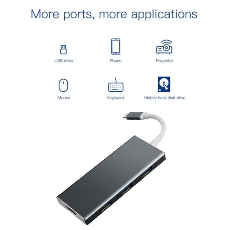 7 в 1 USB type-C концентратор для USB-C USB3.0 HDMI TF карта памяти разветвитель адаптер Поддержка type-C Интерфейс Компьютер huawei