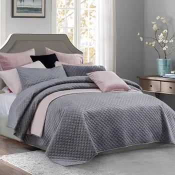 

25 Beauty Bed Covers And Bedspreads Velvet Bedding Set Luxury 3 Pcs Soft Lightweight Bed Linen Queen King Size Grey Pink Silver