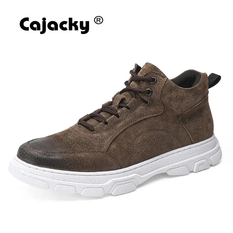 

Luxury Brand Men Boots High Quality Genuine Leather Ankle Botas Hombre Men Shoes High Top Men Sneakers Lace Up Rubber Boots Men