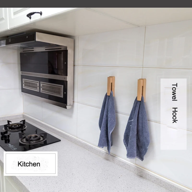 

European Solid Wood Towel Hook Free Punching Towel Hook Wall Hanging Bathroom Supplies Simple Environmental Protection Hook