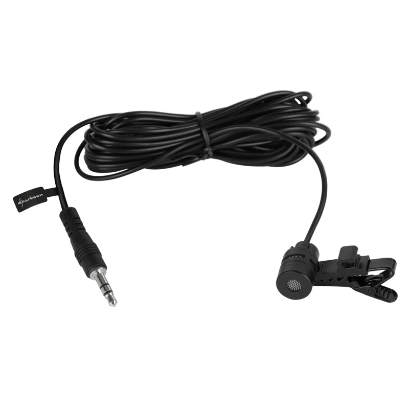 Микрофон Sharkoon SM1 проводной, 50-16000 Гц,-68 дБ, однонаправленный, на прищепке, mini jack 3.5 mm, черный