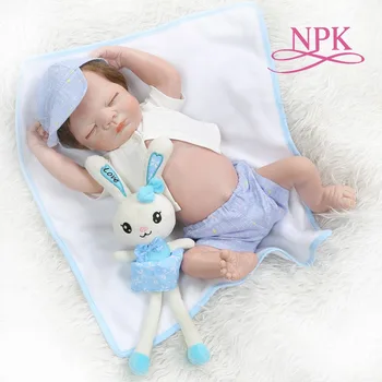 

NPK 52CM bebe doll reborn full body silicone newborn sleeping baby boy bath toy Birthday Gift