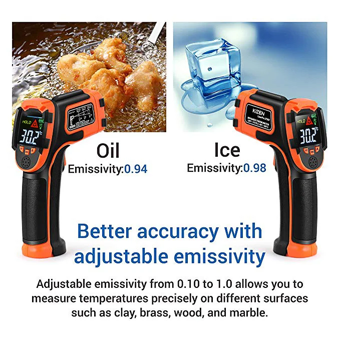 50~390°C Handheld Non-Contact IR Infrared Thermometer Digital Pyrometer Laser Outdoor Celsius Thermometers Meter Imager