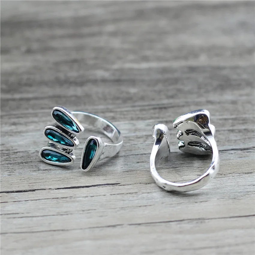 ANSLOW Fashion Vintage Open Adjustable Metal Rings Women's Anniversary Wedding Engagement Crystal Ring For Female Girl LOW0073AR - Image 4