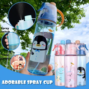 

Plastic Spray Cup Student Cartoon Water Bottle Outdoor Leakproof Spray Cup Drinkware Portable Water Bottle With Cover #BL3