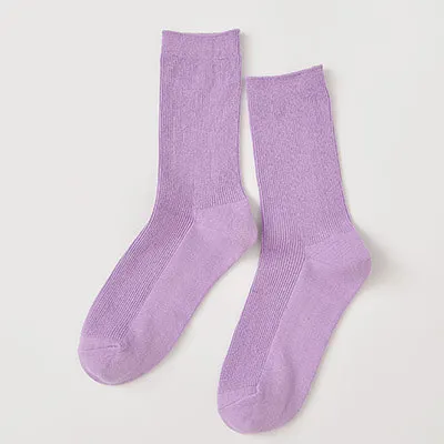 Цвет Харадзюку Ретро женские хлопковые свободные носки зимние в трубке корейские фиолетовые синие желтые розовые дизайнерские рождественские милые - Цвет: light purple