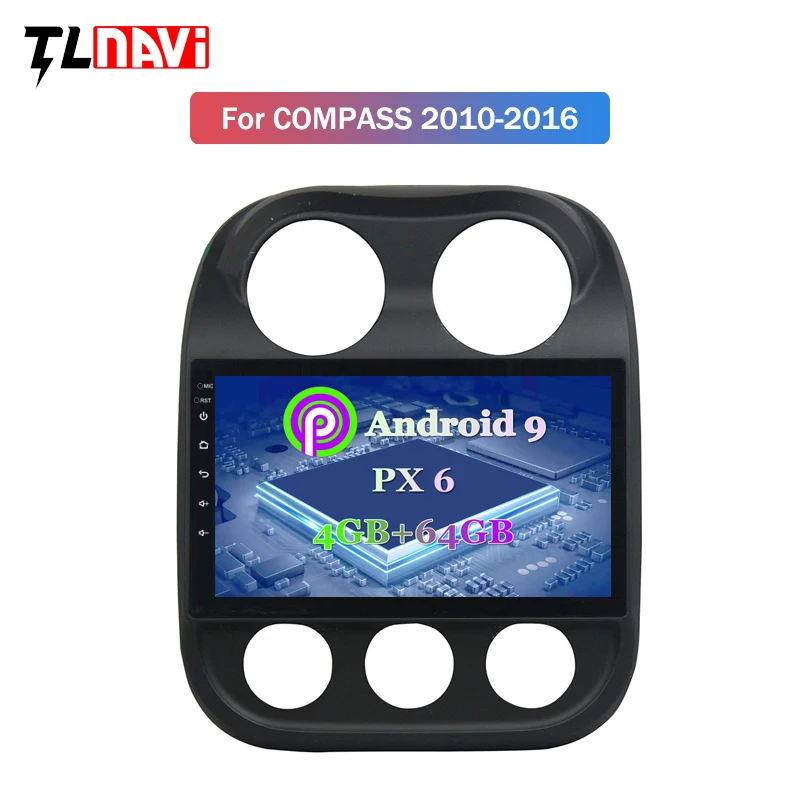 Top PX6 4G+64G Android 9.0 10.1 inch for Jeep Compass 2010-2016 Car DVD GPS Navigation Radio Audio Video Multimedia System 1