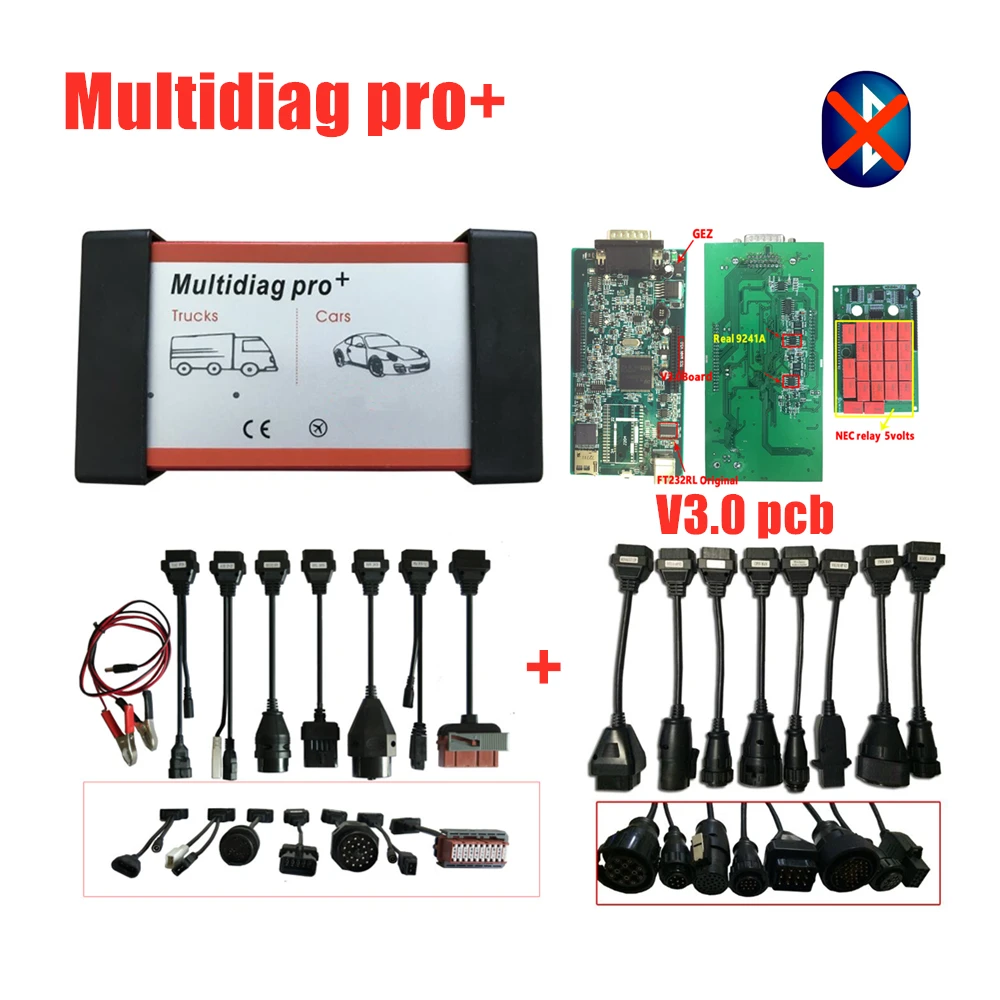 Зеленый PCB 3,0 с Bluetooth MVD multidiag Pro VD TCS C-D-P PRO с автомобилем/грузовиком кабель 2016r0/2015r3 OBD2 диагностический инструмент сканер - Цвет: without bluetooth
