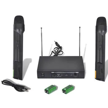 

VHF Receiver Amplifier with 2 Wireless Microphones for Computer DVD Player Karaoke Extendable Antennas 2 Channel
