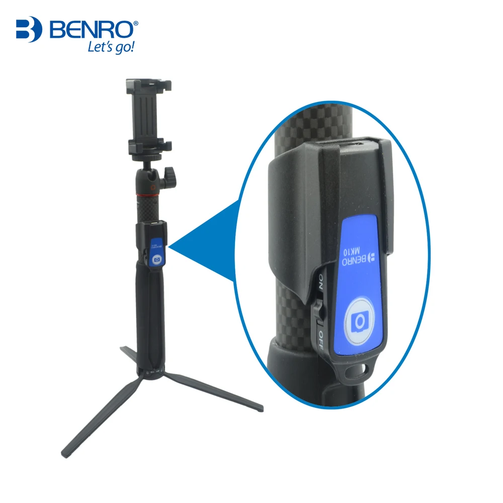 Camera Remote Shutter Button Camera Remote Shutter Release Benro MK10B Remote Control For MK10 SC1 Selfie Stick Universal Wireless Bluetooth Controller Rechargeable For Tripod Monopod