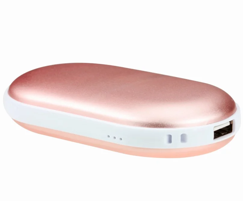 Rose gold USB три листа перезаряжаемый грелка для рук 5200mAh Электронный маленький портативный ручной подогреватель рук ноги горячий мгновенный нагрев для фестиваля - Цвет: Rose gold