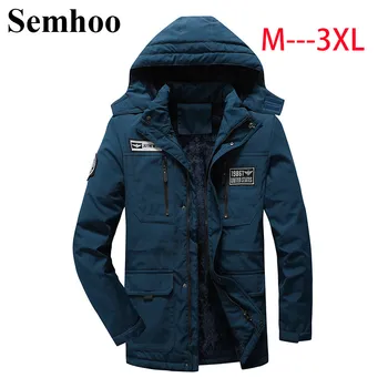 

Winter New Long Men's Cotton Suit Loose Plus Size Stand Collar Zipper Thick Warm European And American Simple Cotton Coat