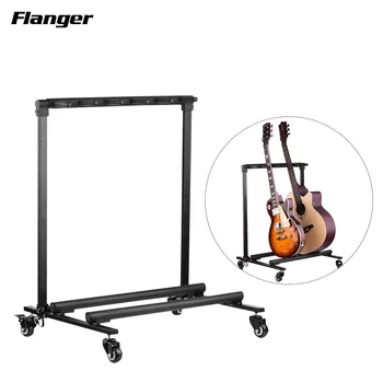 

Flanger Universal Display Rack Detachable Portable Multi Guitars Stand 5 Holders with Wheels and None Slip Rubber Padding