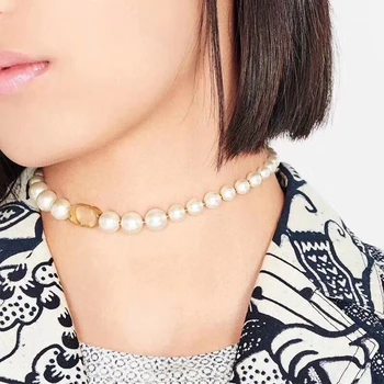 

European and American lace collar letter neck band imitation pearl clavicle necklace wedding jewelry