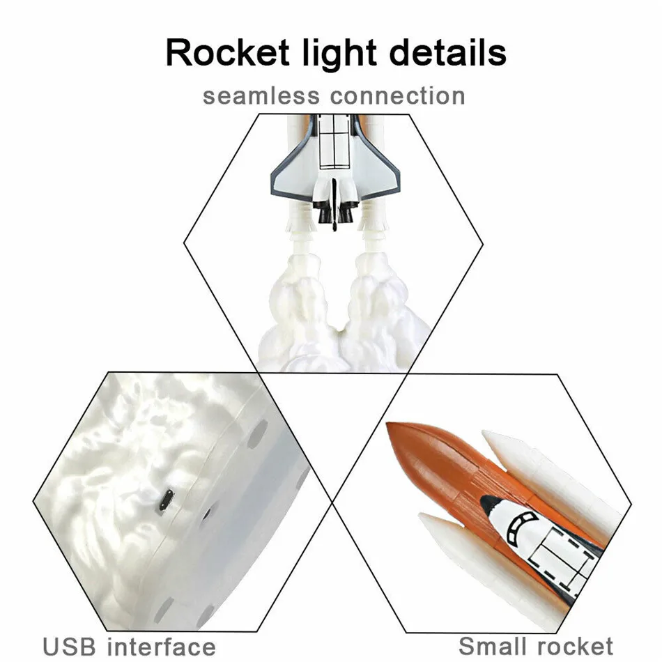 ASTRORA, 3D принт, Космический Шаттл, Ночной светильник, настольная лампа, домашний декор для любителей пространства, ракетная лампа, USB перезаряжаемая прикроватная лампа