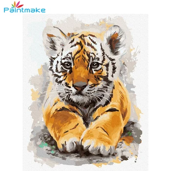 

Paintmake Animal DIY Paint By Numbers For Kids Adult Digital Oil Painting On Canvas Cute Tiger Home Decoration painting