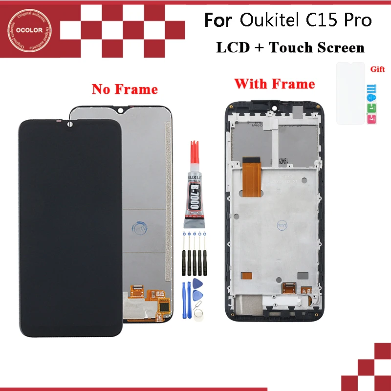 Цветной для Oukitel C15 Pro ЖК дисплей и сенсорный экран с рамкой дигитайзер сборка +
