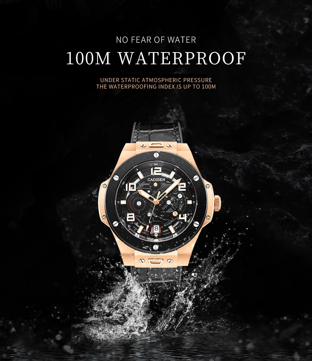 best luxury mechanical watches CADISEN New Mechanical Watch Men Sports 100M Waterproof Sapphire Wristwatch Luxury Japan NH35A Carbon Cellulosic Automatic Watch skeleton watch