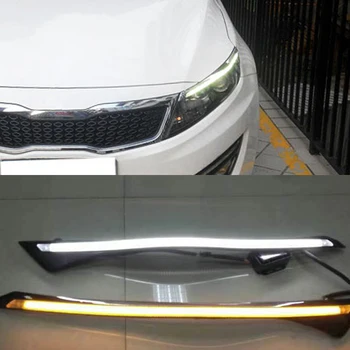 

1 Pair Car Headlight LED Eyebrow Daytime Running Light DRL With Yellow Turn Signal Light For KIA Optima K5 2011 2012 2013 2014
