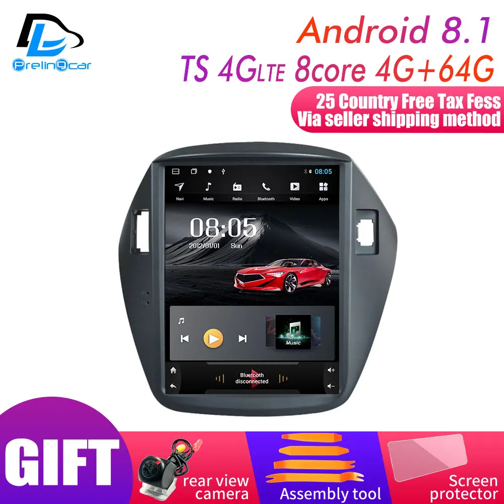 Best 4G LTE android 9.0 navigation system vertical type radio bluetooth stereo player for Hyundai ix35 tucson  car multimedia player 2