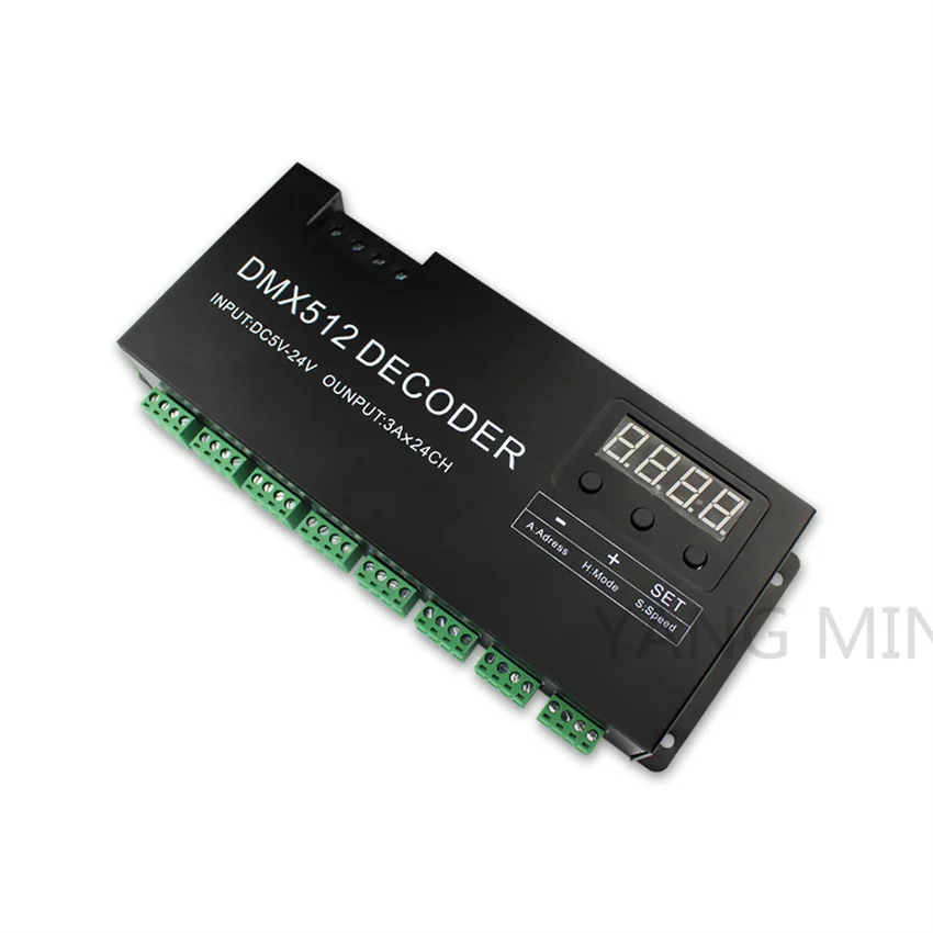 

LED DMX 24CH Digital Display Decoder, Dimming Driver LED DMX512 Controller for RGB Strip Light DC5-24V 3A/CH (24 Channel）