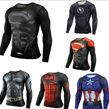 

Avengers Cosplay Superhero Outfit Tight Long-sleeve T Shirt Halloween Costumes For Men Captain America IronMan Thor Spiderman