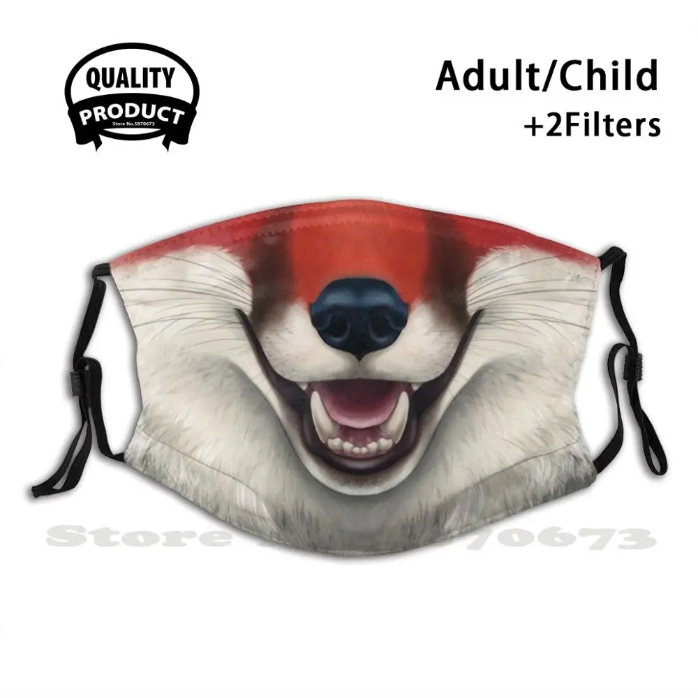 

Deep Red Fox Face Reusable Mouth Mask Washable Filter Anti Dust Face Masks Vulpes Vulpine Fox Redfox Red Vixen Face Furry