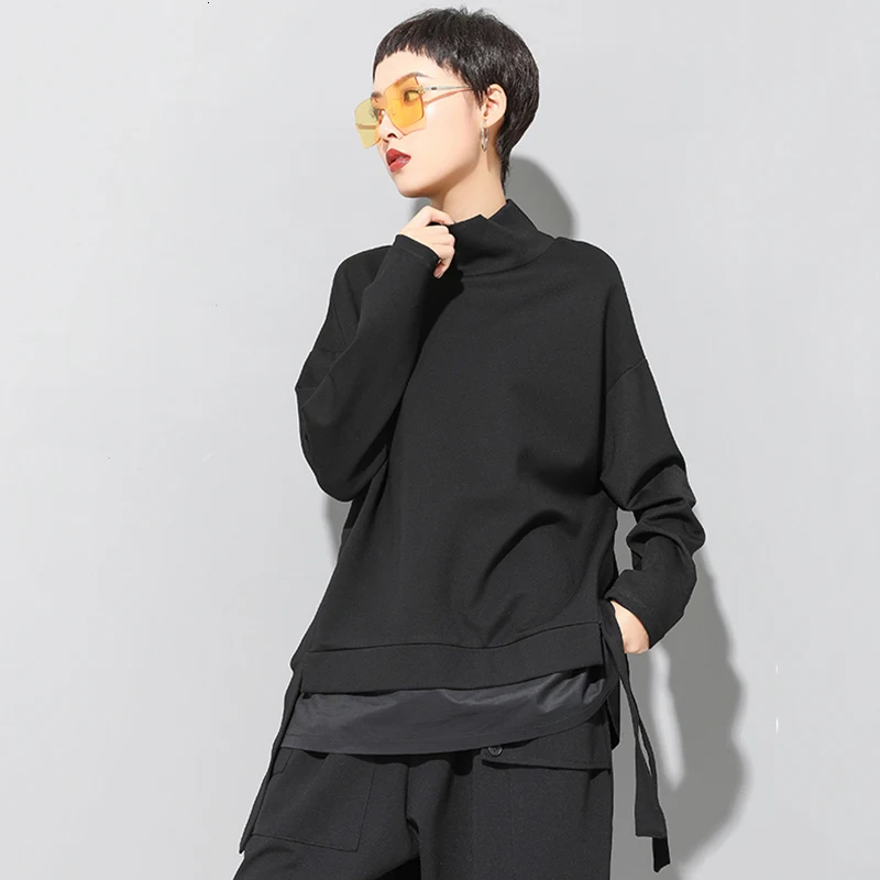 Asymmetrical Turtleneck Oversized Sweatshirt - UrbanWearOutsiders