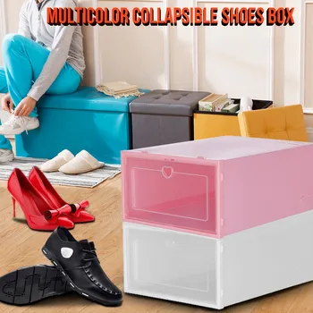 

Creative Household shoe rack Foldable Clear Shoes Storage Box Plastic Stackable Shoes organizers organizador de zapatos 2PCS